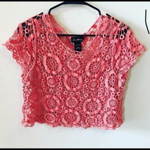 Coral crotchet crop top
